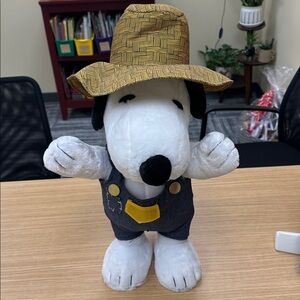 LARGE Peanuts Snoopy Doll with Denim Overalls and Red Bandana